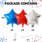 Feyg Star Balloons, 10 Pcs Red Blue Silver, 18'' Aluminum Foil, Self-Sealing, For Helium, Party Decorations, Wide Occasions
