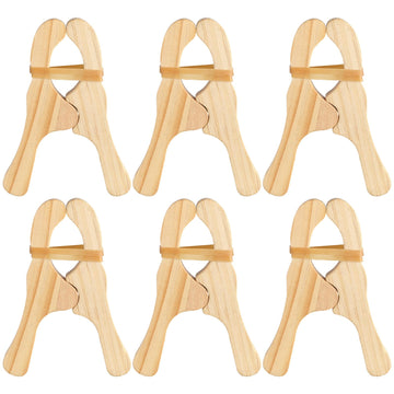 Simgoing 6 Pcs Wooden Play Clips For Kids Montessori And Waldorf Fort Building Kit Silk Clips Giant Wooden Handmade Fort Building For Blankets Silk Construction(White)