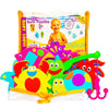 Foam Bath Toys - 100% Non-Toxic Floating Puzzles Animals - Early Learning Bathtub Toy - Fun Educational Geometric Shapes For Toddlers Kids Boys Girls - Free Bath Toy Organizer & Fishing Rod