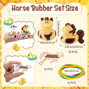 Hungdao 12 Set Horse Duck 2.36 Inch Bronco Rubber Duck With You'Ve Been Bucked Tags Bucking Horse Duckling Bath Toy Gifts For Hiding Carnival Cruise Racing Festival Prizes Baby Shower