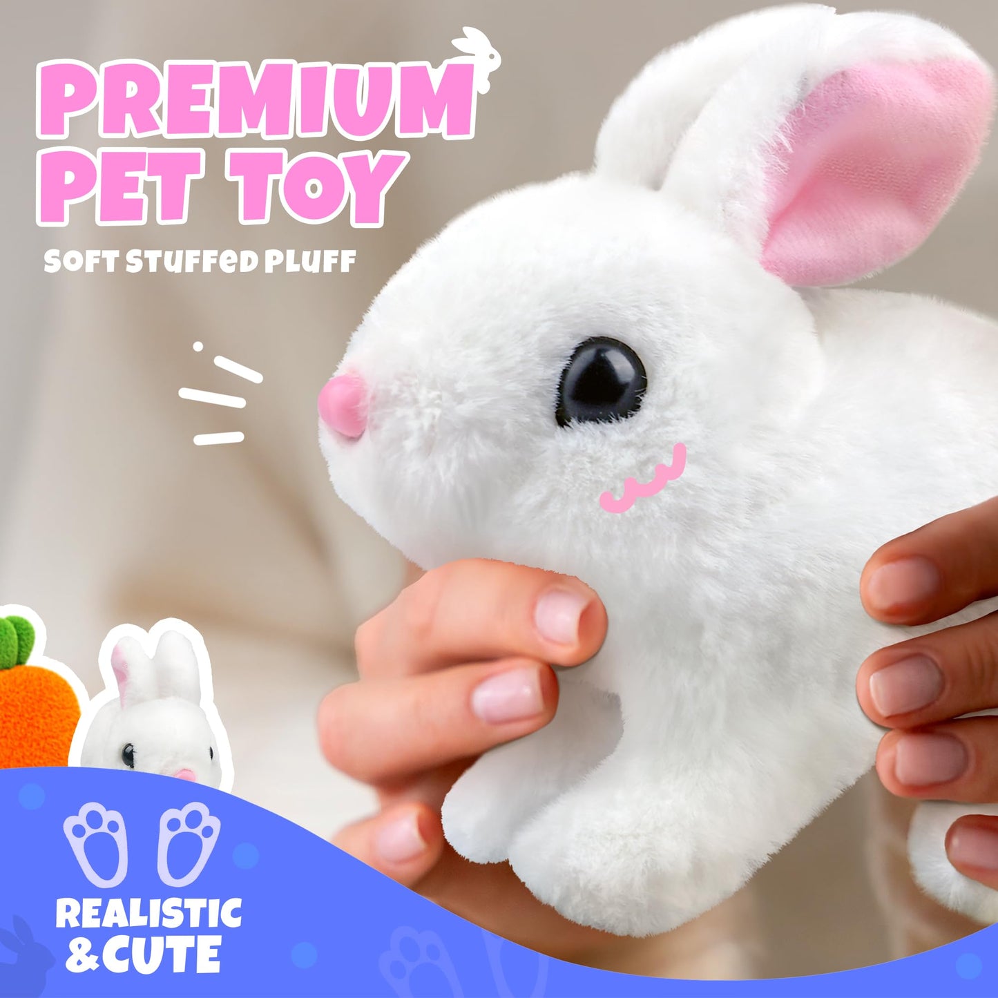 Smilesskiddo Electronic Jumping Rabbit For Girls - Hopping Bunny Toys With Wiggle Ears, Twitch Nose And Portable Bag, Interactiv