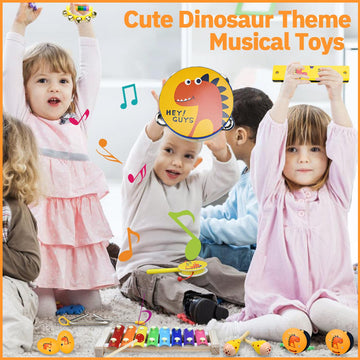 Toddlers Musical Instruments For Baby 1-3,Wooden Music Toys Set | Percussion Drum,Xylophone,Maracas Shakers,Tambourine | 14 Pcs