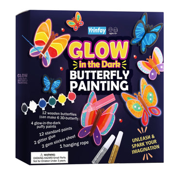 Yrinfay Glow in The Dark Butterfly Painting Kit, Teen Girl Gifts for 6-8 8-10 Year Old, Arts and Craft Kit for Kids Age 7 8-12, 