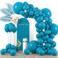 Voircoloria 130Pcs Peacock Blue Balloons Different Sizes 18'' 12'' 10'' 5'' Teal Blue Latex Balloon Garland Arch Kit For Birthda