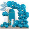 Voircoloria 130Pcs Peacock Blue Balloons Different Sizes 18'' 12'' 10'' 5'' Teal Blue Latex Balloon Garland Arch Kit For Birthda