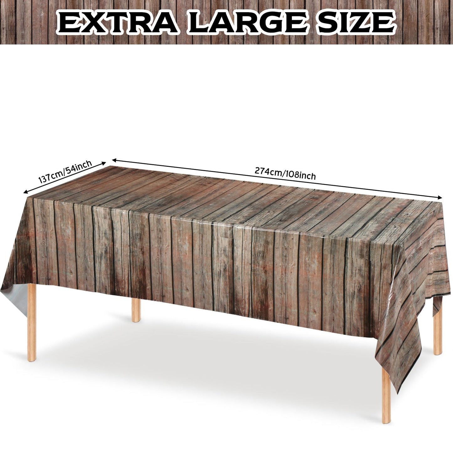 Tiamon 1 Pcs Western Party Tablecloth Western Cowboy Party Table Cover Cowboy Theme Plastic Tablecloth Wild West Wood Grain Tabl
