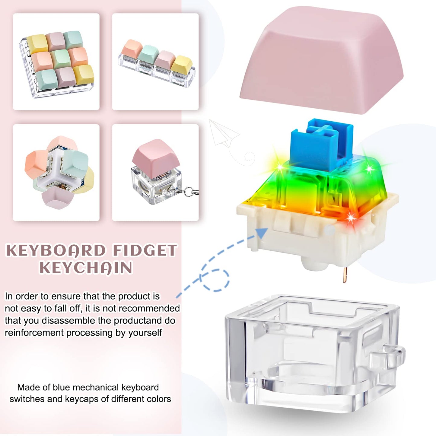 4 Pcs Decompression Toys Keyboard Clicker Toy Keyboard Cube Toy Mechanical Key Toy Keyboard Button Stress Relief for mature-themed Gifts to Relief Pass Time (Trendy)