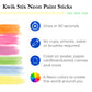 The Pencil Grip Kwik Stix NEON Solid Tempera Paint, Super Quick Drying, 6 Pack (TPG-610),Pink,Yellow,Blue,Green,Purple,Orange