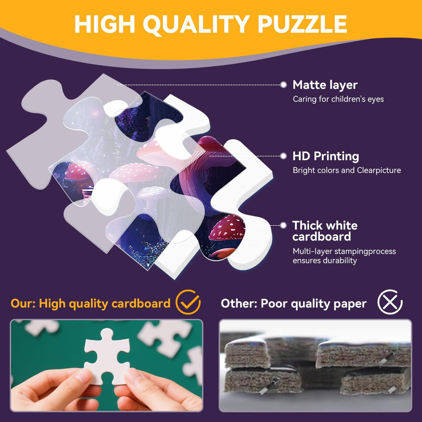 500 Piece Puzzle for mature-themeds - mature-themed Puzzles Fantasy Mushroom Jigsaw Puzzle  Jigsaw Puzzles for mature-themeds 500 Pieces with Poster & Storage Bag  Relaxing Puzzle Gift  20.5  x 15