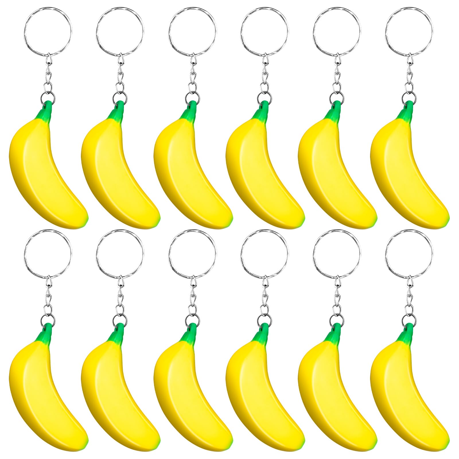 LBSXQGS 12Pcs Banana Keychains Stress Toy  Mini Banana Relief Toy  PU Banana Toy for Stress Relief Kids mature-themeds Birthday Party Favors School Supplies