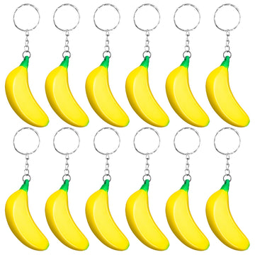 LBSXQGS 12Pcs Banana Keychains Stress Toy  Mini Banana Relief Toy  PU Banana Toy for Stress Relief Kids mature-themeds Birthday Party Favors School Supplies