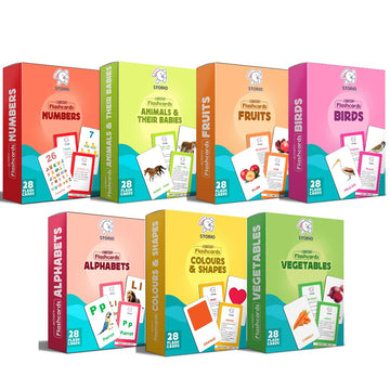 Storio Flashcards Early Learning 7 In 1 Flash Cards For Kids Babies | 196 Total Cards | Fun & Easy Language_Skills Learning Way 
