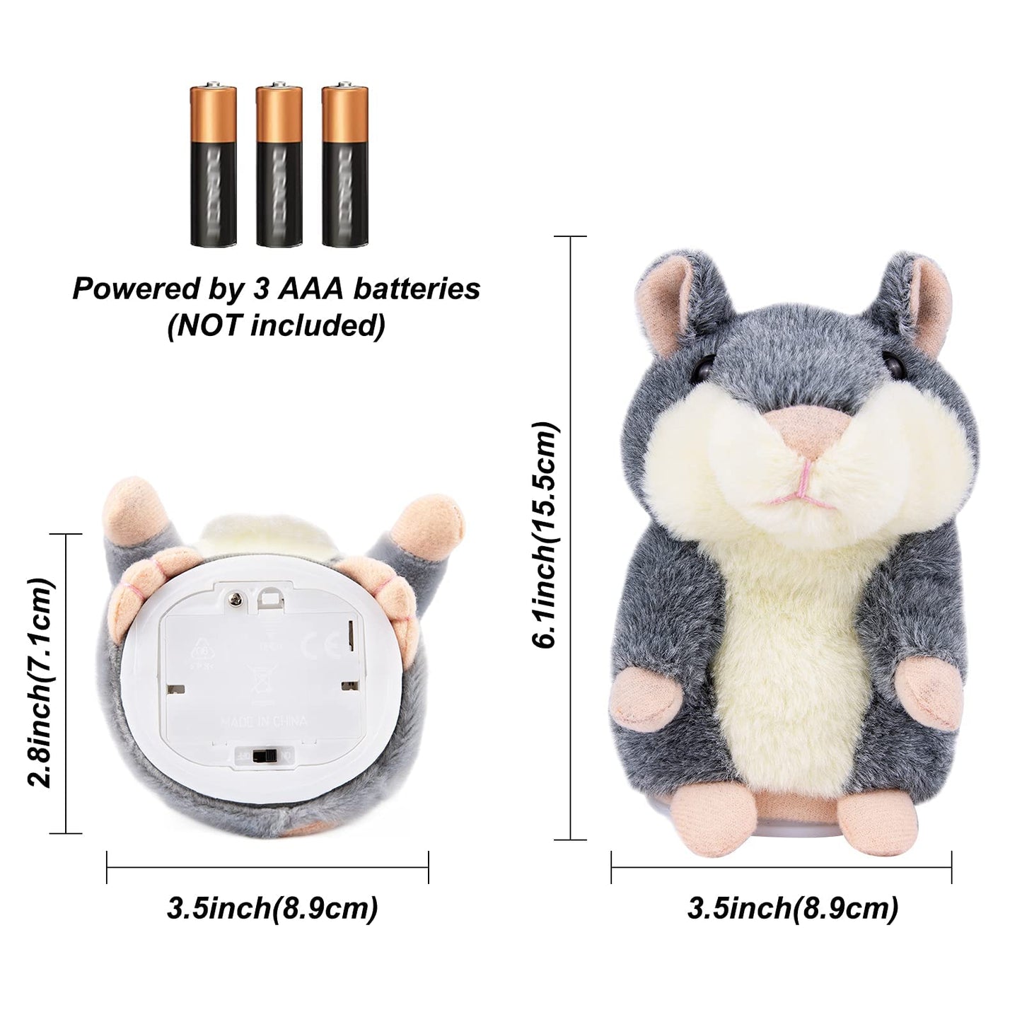 Ayeboovi Kids Toys for Ages 2-4 Talking Hamster Repeats What You Say, Stuffed Animals for Toddler Kid Birthday Gift, Fun Interac
