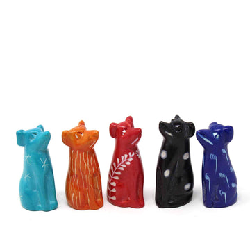 Global Crafts Soapstone Tiny Dog Figurines, Handmade In Kenya, Assorted Pack Of 5 Colors (Ksasdog-5Pk)