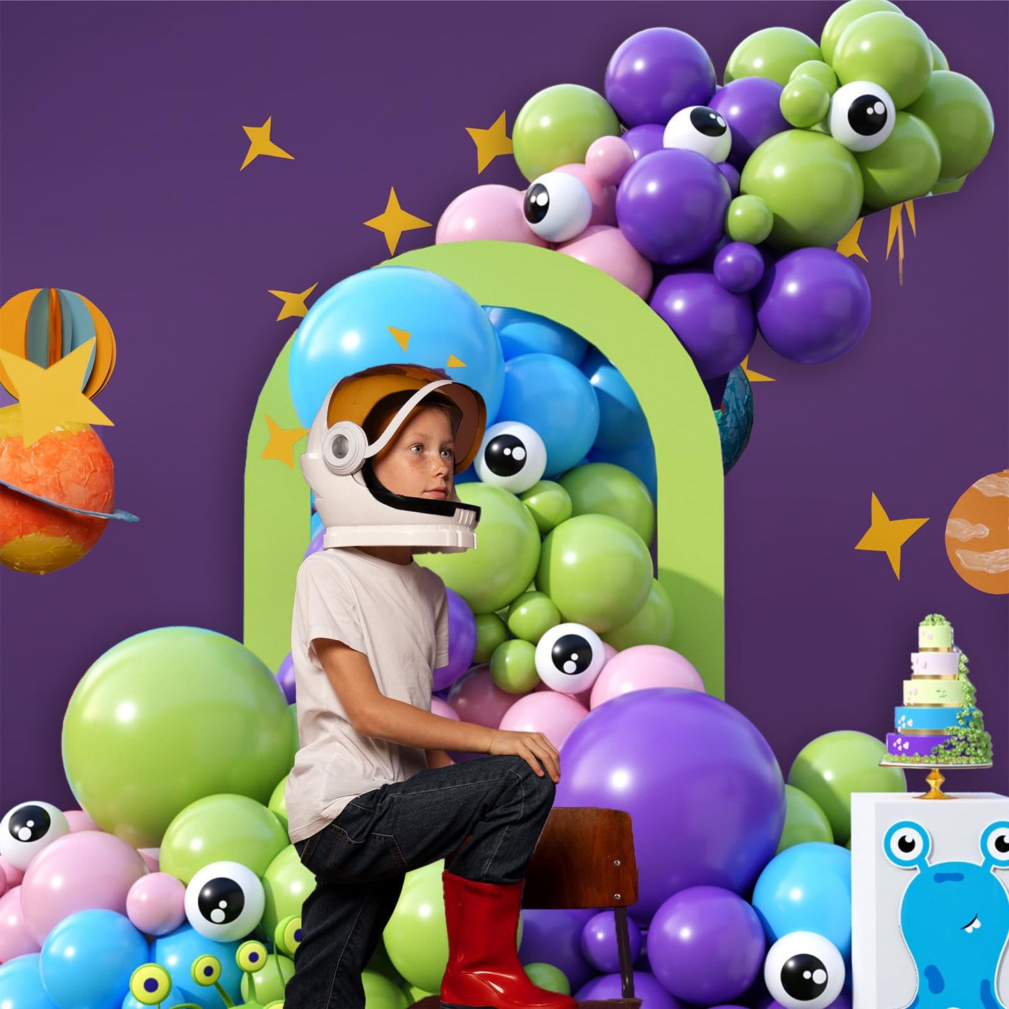 Wpensky Monster Balloons Arch Kit - Rubber Balloon Decoration for Monster Theme Party - Pink, Green, Blue, Purple