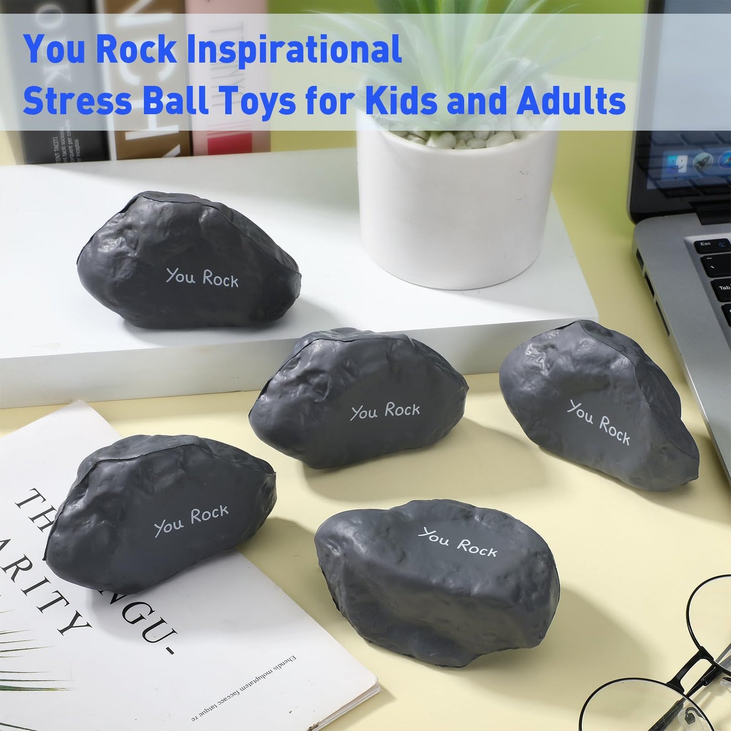 Gemscream Stress Balls for mature-themeds Funny Inspirational Stress Reliever Squeezable Mini Foam Balls Motivational Funny Stress Relief Gifts Appreciation Gifts(20 Pcs Stone)
