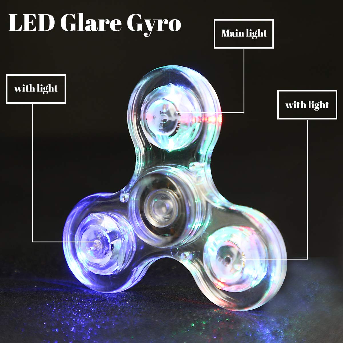 Scione Led Fidget Spinner, 1 Clear Rainbow Spinner, Light Up Toy For Kids, Adhd Anxiety Reducer, Glow In The Dark, Return Gift,