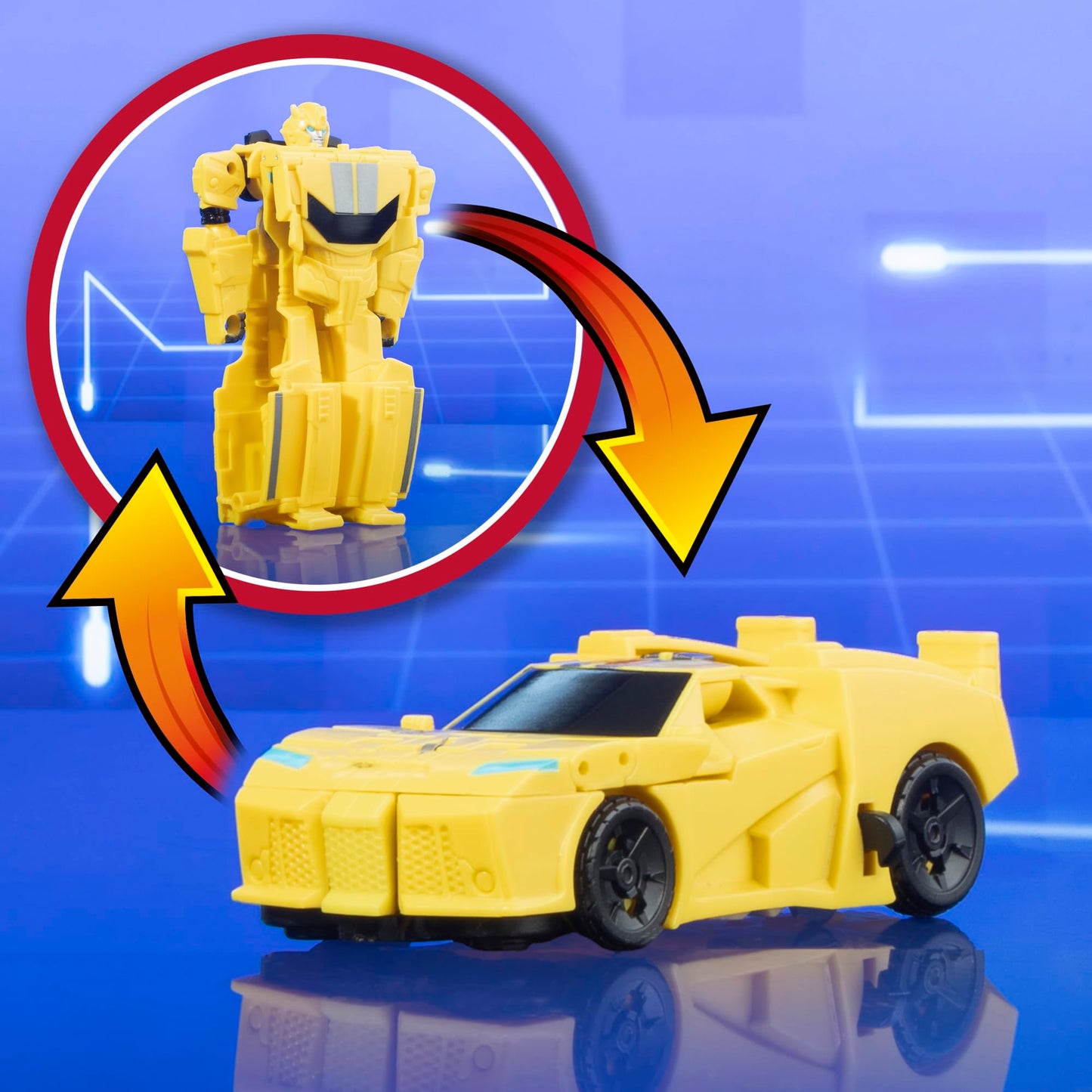 Transformers 1-Step Flip Heroes 3-Pack, 4-Inch Wheeljack, Bumblebee, and Optimus Prime Action Figures, Kids Easter Toys or Baske