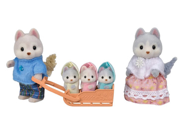 Calico Critters Husky Family - Set Of 5 Collectible Doll Figures For Ages 3+
