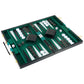 RERIVER Backgammon Set for 2 Players - Classic Green Leatherette Case, 15 inch Portable Travel Board Game