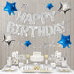 Happy Birthday Balloons Banner, Silver Happy Birthday Foil Balloons 16 Inch Mylar Foil Letter Balloons With 8 Pcs Blue Silver St