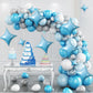 TONIFUL 30Pcs 26In&10In Star Balloons Large Blue Four Pointed Star Shape Foil Balloons Mini Star Mylar Balloons for Birthday Wed