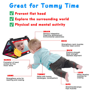 Baby Mirror Tummy Time Toys 0-3 3-6 Months With Crinkle Cloth Books Infant High Contrast Newborn Sensory Toy Baby 3 4 5 Month Black And White Toy For 0-6 7 8 9 Months Babies 6-12 Month Gifts