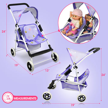 Baby Doll Collection Anivia Doll Stroller Heart Design Gifts For Toddlers And Girls Foldable Doll Stroller (Da208 Purple)…
