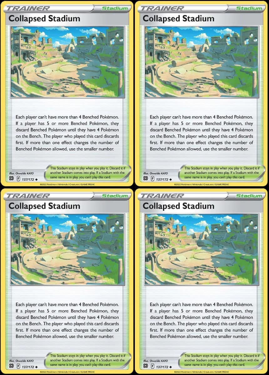 Collapsed Stadium 137/172 - Brilliant Stars - Pokemon Trainer Card Lot Playset X4
