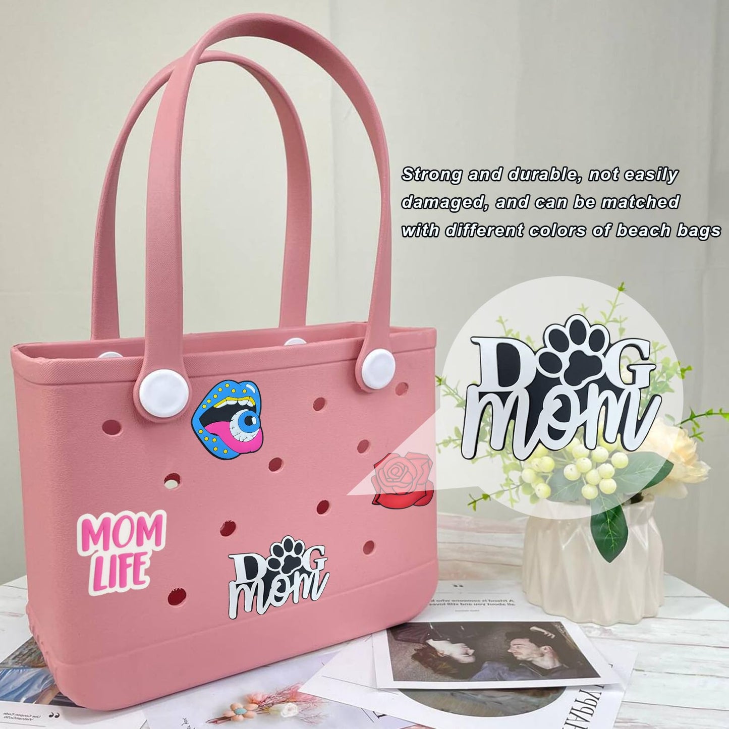 Lckaey Rubber Beach Bag Accessories-PVC Rubber decoration-for EVA Purse Bogg Inserts Y064Figure 43