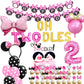 Oh Twodles Balloons Pink Second Birthday Cake Topper 2Nd Banner Party Supplies Decorations Photo Prop For Girl Baby Bday