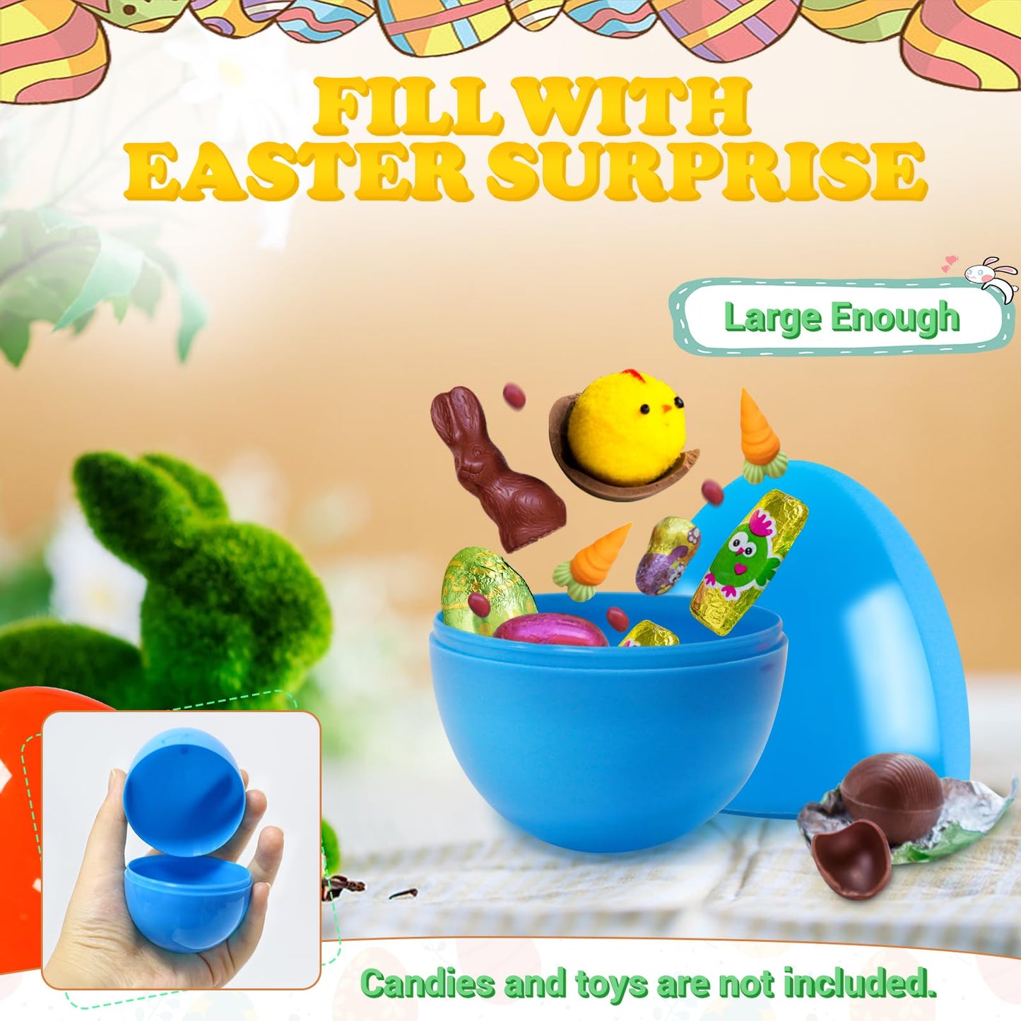 Rosaui 3.5    Fillable Easter Eggs, 36Pcs Empty Plastic Eggs - 6 Bright Colors - Holiday Candy & Surprises Gift Box - Easter Bas