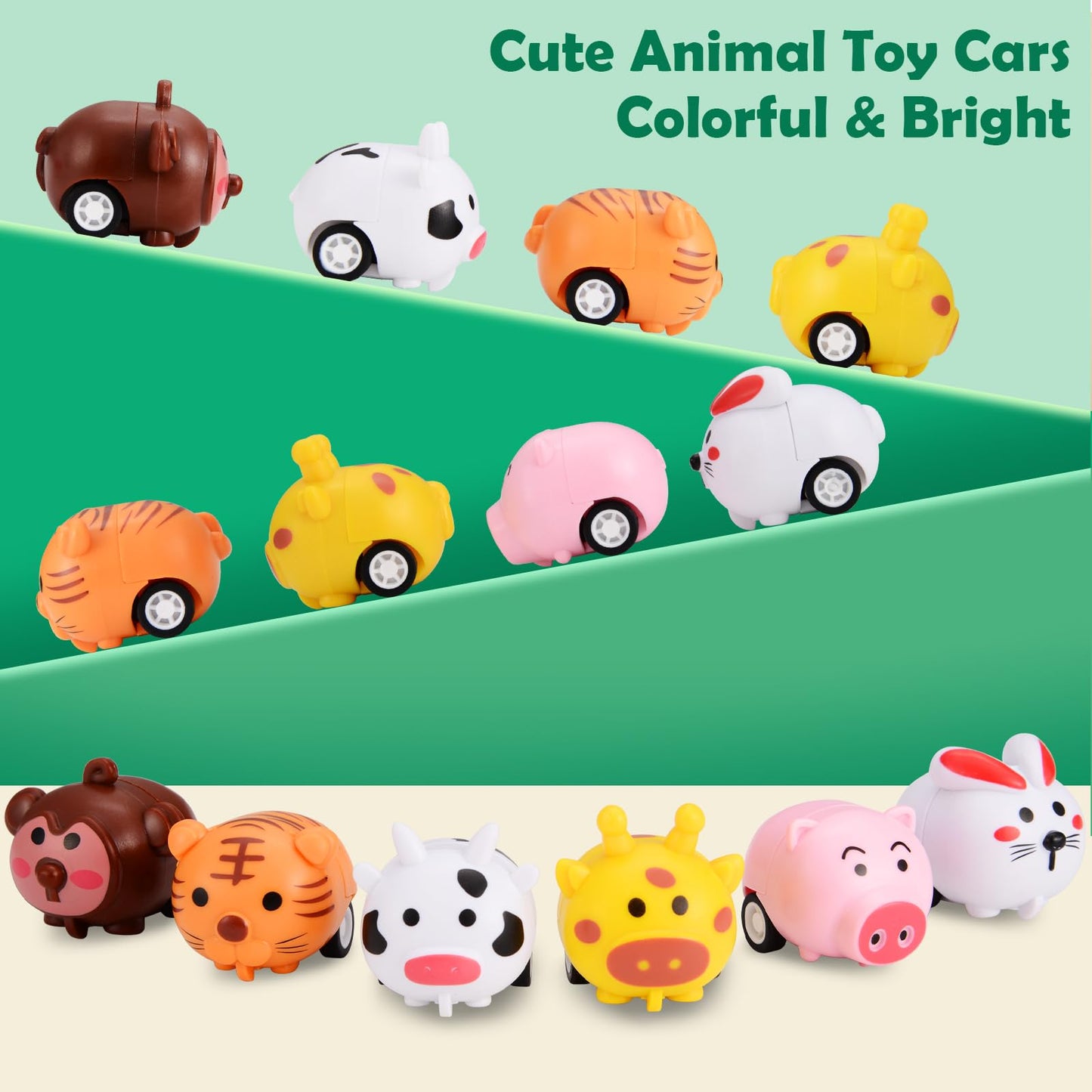 33 Pcs Mini Animal Pull Back Toy Cars for Boys Girls Kids Toddlers, Party Favors Teacher Classroom Treasure Box Prizes, Pinata F