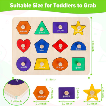 Jumlys Montessori Toys For Toddlers 1, 2, 3 Year Old, Wooden Shape Learning Puzzles For Baby 12-18-24 Months, Early Educational