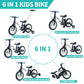 JMMD Mint Toddler Bike with Push Handle, 6-in-1 Training Wheels & Pedals, Balance Bike for Kids 18-60 Months, Includes Brakes & Kickstand