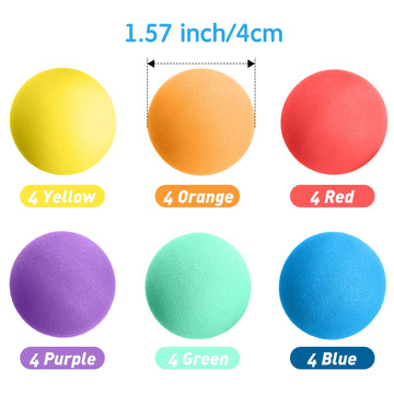 Gejoy 24 Pieces Soft Foam Balls Bulk Lightweight Mini Balls for Safe Indoor Toys Fun Assorted Colors Sponge Balls Birthday Party