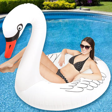 Sinbyuer Swan Inflatable Pool Floats, Large Pool Float Water Floaties For Adults, 42'' Pool Inner Tube Swim Tube Ring With Fast