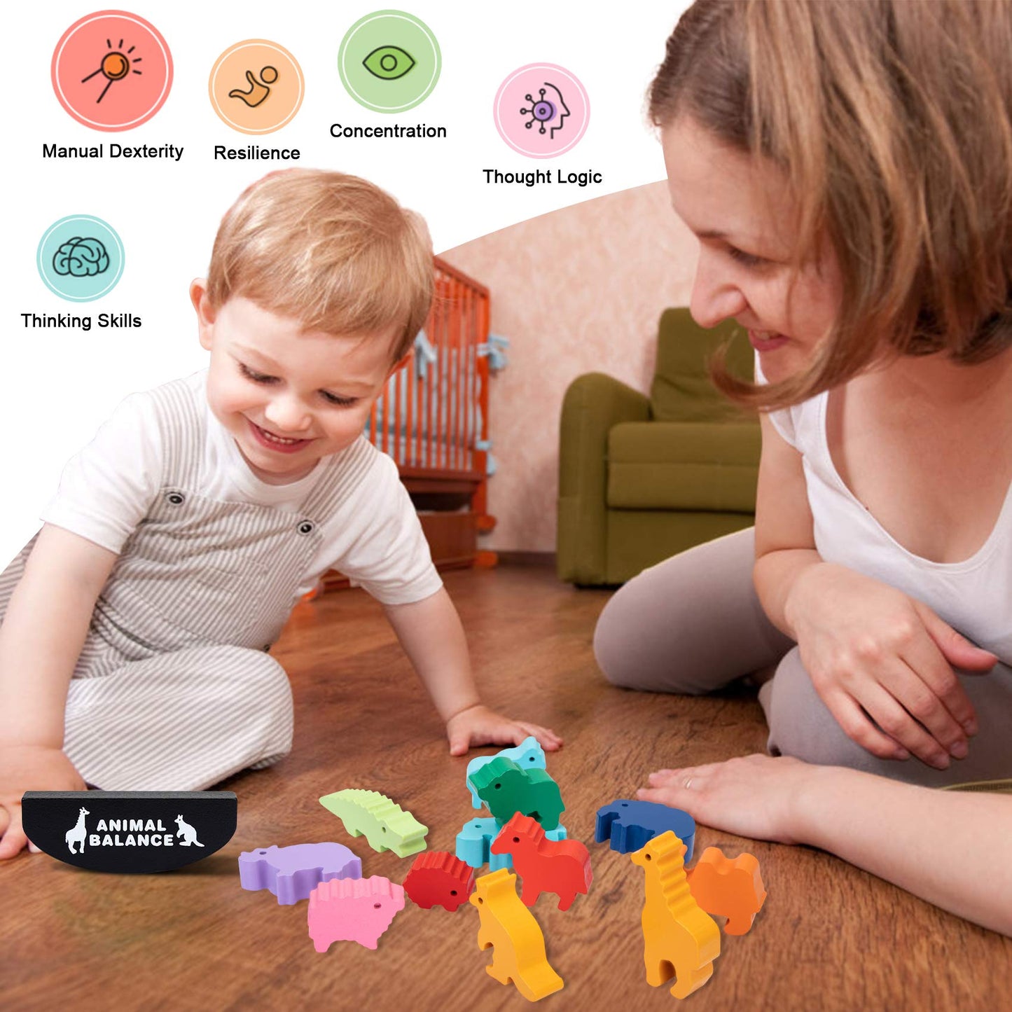 HahaGift Toddler Toys for 2-5 Year Old Boys, Ocean Toys Wooden Stacking Games for Boys Gifts for 2 3 4 Year Old Boys Girl Montes