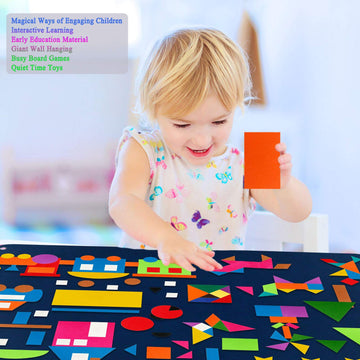 Craftstory 144 Pcs Shapes Felt-Board for Toddlers, Preschool Classroom Must Haves Learning Activities Tangram Toys Teacher Aide