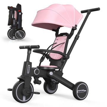 Bebehoo Tricycle Stroller for Toddler,Foldable Baby Tricycle,Kids Balance Bike with Push Handle,Toddlers Stroller Bike with 1 to