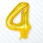 Flyloons 4 number Foil Balloon Gold 16 inch Size For Kids Boys Girls Birthday Decoration Items 4th Year Balloons Set Four
