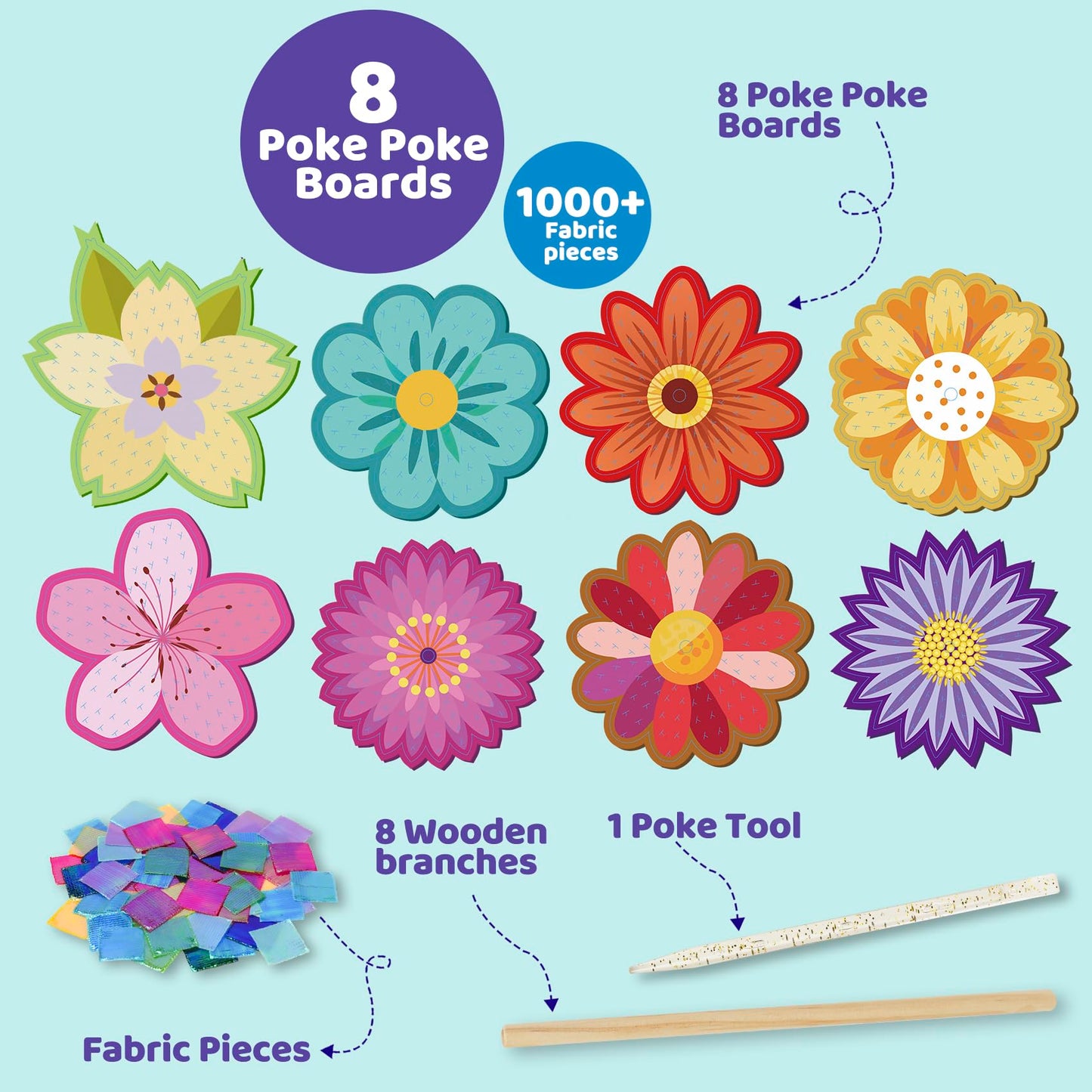ATFUNSHOP Paper Craft Kits for Kids - 8 Packs Flower Bouquets, Mess-Free Activity for Ages 4-9, Small Size