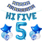 5th Birthday Decorations Rose gold for Girls,Hi Five Birthday Balloons 5th Birthday Banner Number 5 Star Foil Balloons Latex Con