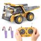 PREPOP RC Dump Truck Toy for Kids, Remote Control Construction Toys Vehicle with Metal Bed and Light/Music, Birthday Gifts Ideas