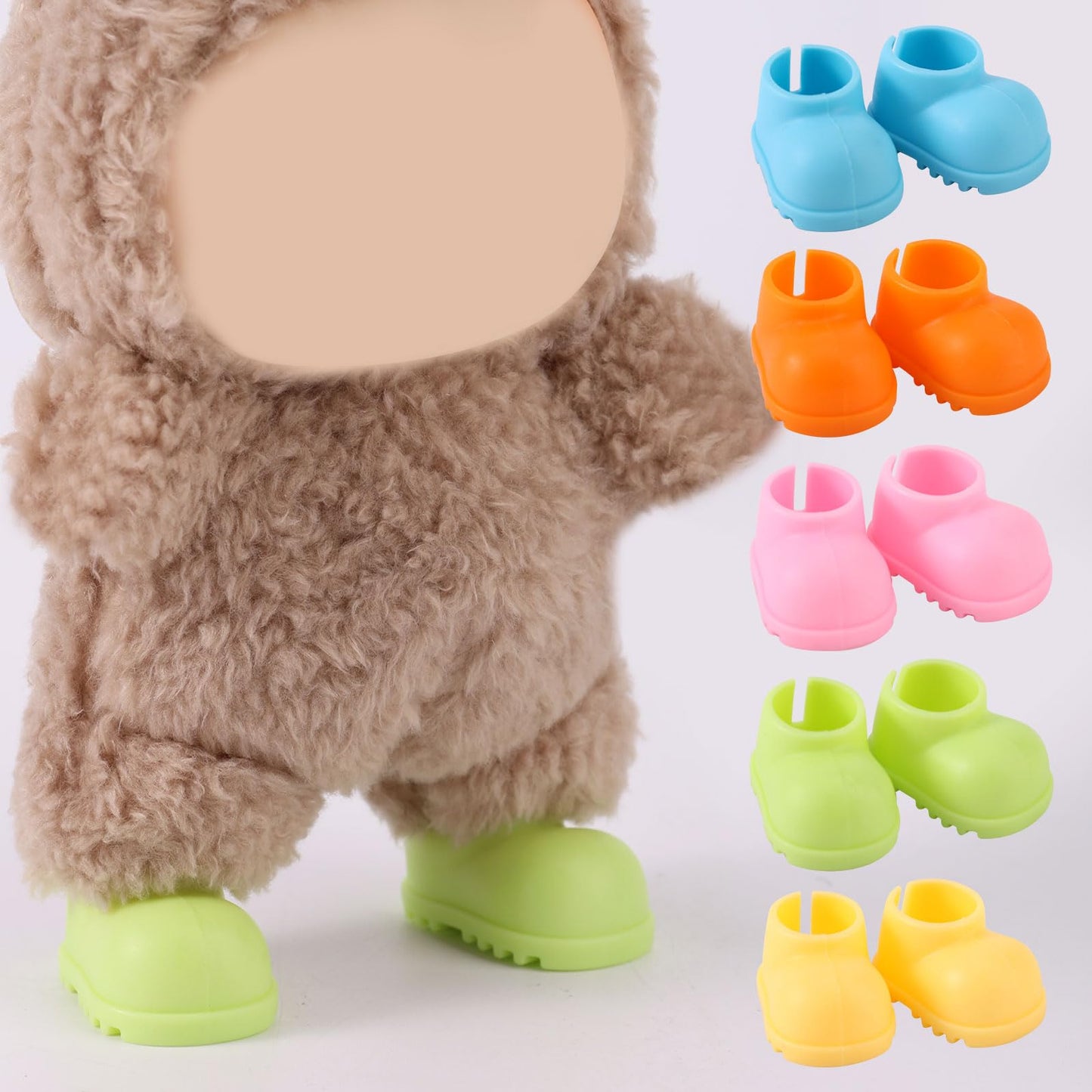 5 Pairs Mini Doll Shoes  Plastic Colorful Cute Tiny Shoes enhanced Fashion Outfit Accessories Replacement Suitable for 17cm Doll (No Included)