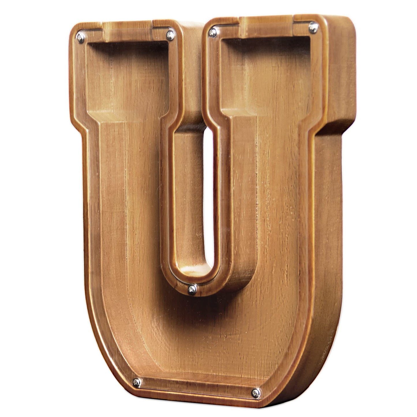 Aorcmitn Large Wooden Letter Coin Personalized Piggy Bank For Boys Girls Kids Toddler Adults Money Bank Best Gift For Friends (9.2 Inch-U)