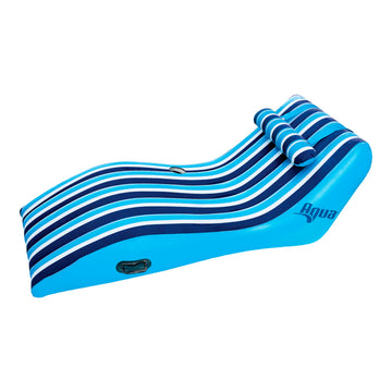 Aqua LEISURE Ultra-Comfort Floating Pool Chair - 1-Person Heavy Duty Raft, Navy/White Stripe, Model AZL17014P, Polyurethane Material