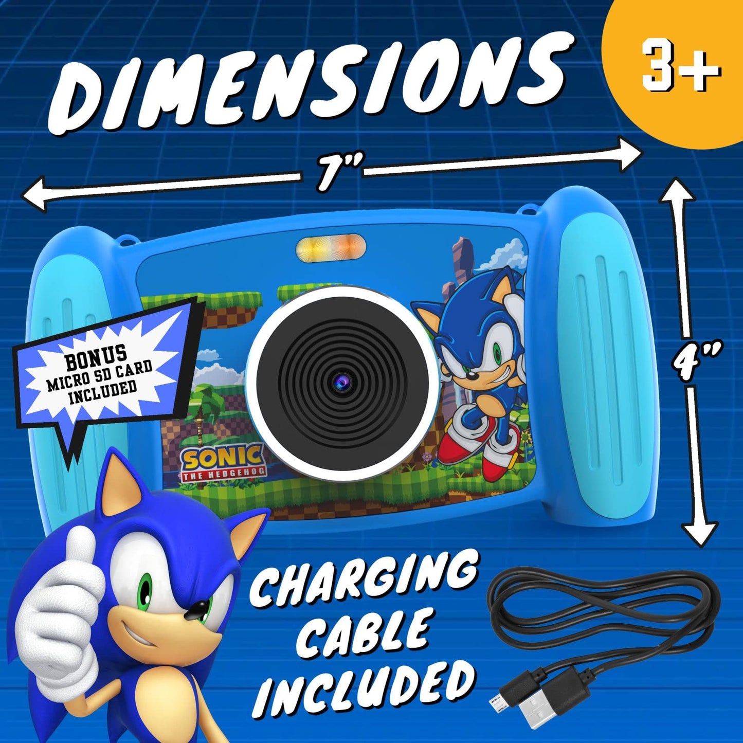 Firsttrends Sonic The Hedgehog Interactive Camera For Kids, Fun Rechargeable Camera For Children With Video, 4 X Zoom Camera, Mp