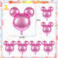 6 Pcs Mouse Head Balloons, 24'' Mouse Mylar Balloon Jumbo Mouse Head Aluminum Foil Balloons For Birthday Party Decorations Baby Shower Supplies Party Favors (Pink)