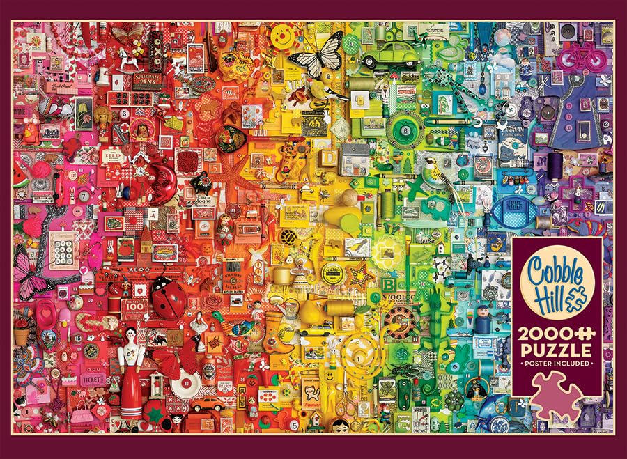 Cobble Hill 2000 Piece Rainbow Puzzle - Includes Sample Poster - 39.25 x 26.62 inches - Cardboard - Model 49001